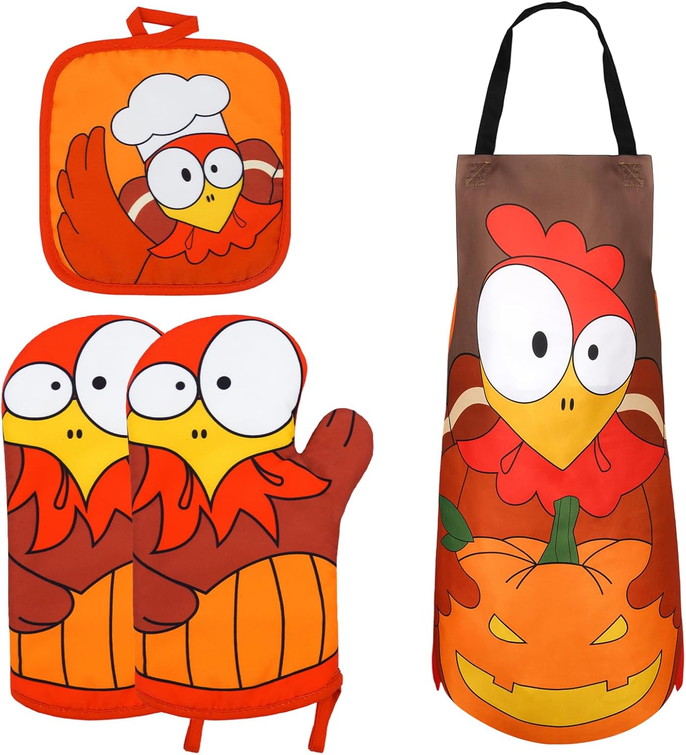 Cute Turkey Oven Mitt Set - Heat Resistant & Quilted