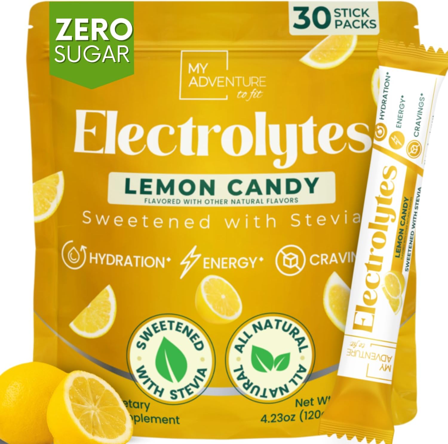 Zero Sugar Lemon Candy Electrolytes Sticks for Hydration