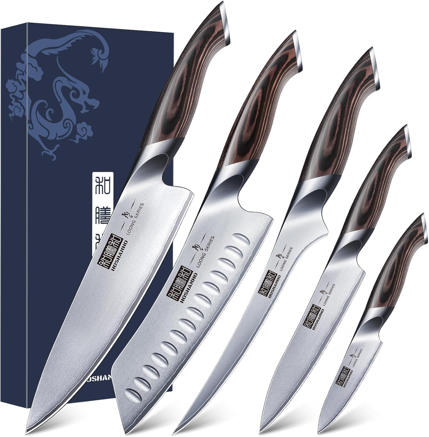 HOSHANHO 5 Pieces Knife Set - Ultra Sharp Kitchen Knives
