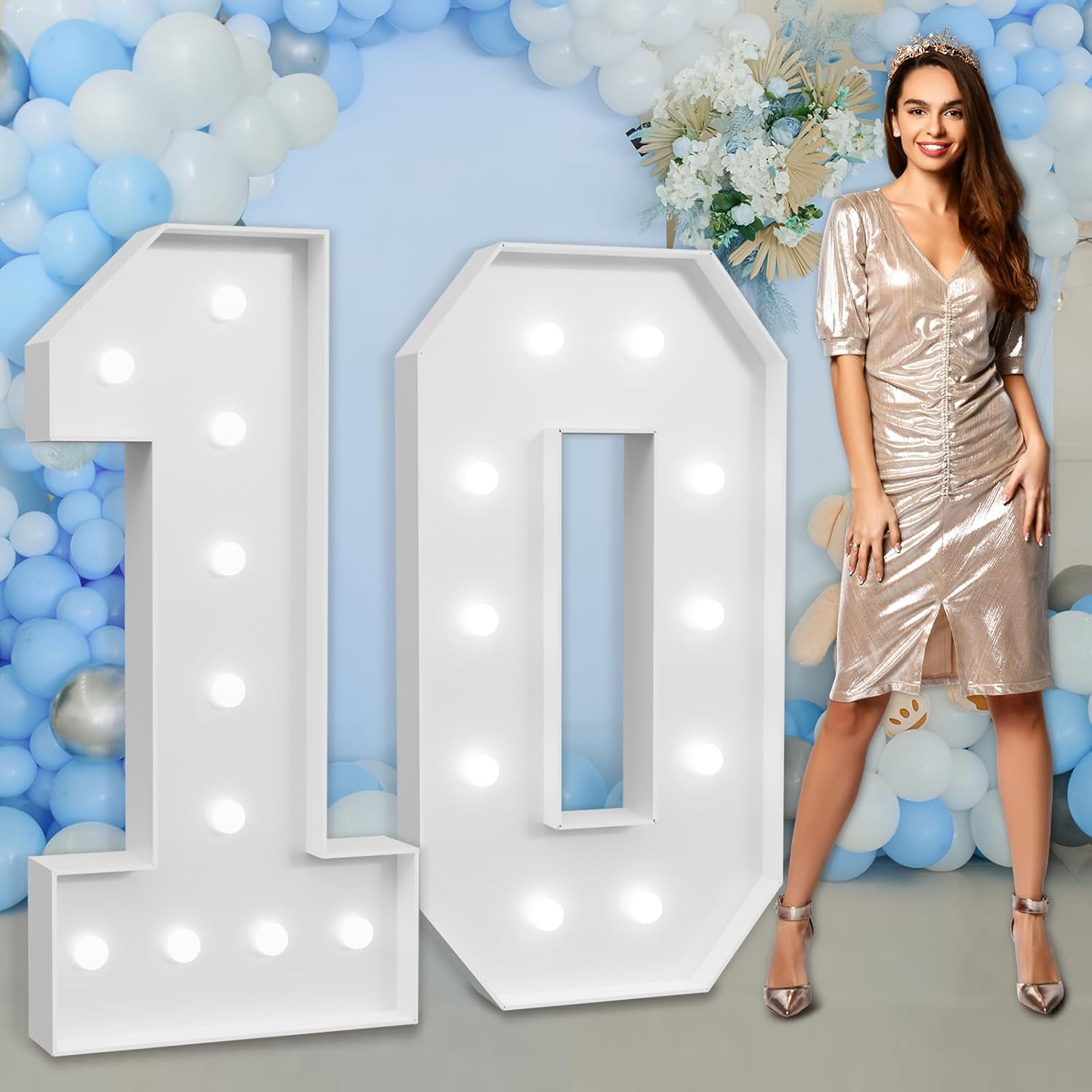 Large 4ft Light Up Number 10 for 10th Birthday Celebrations