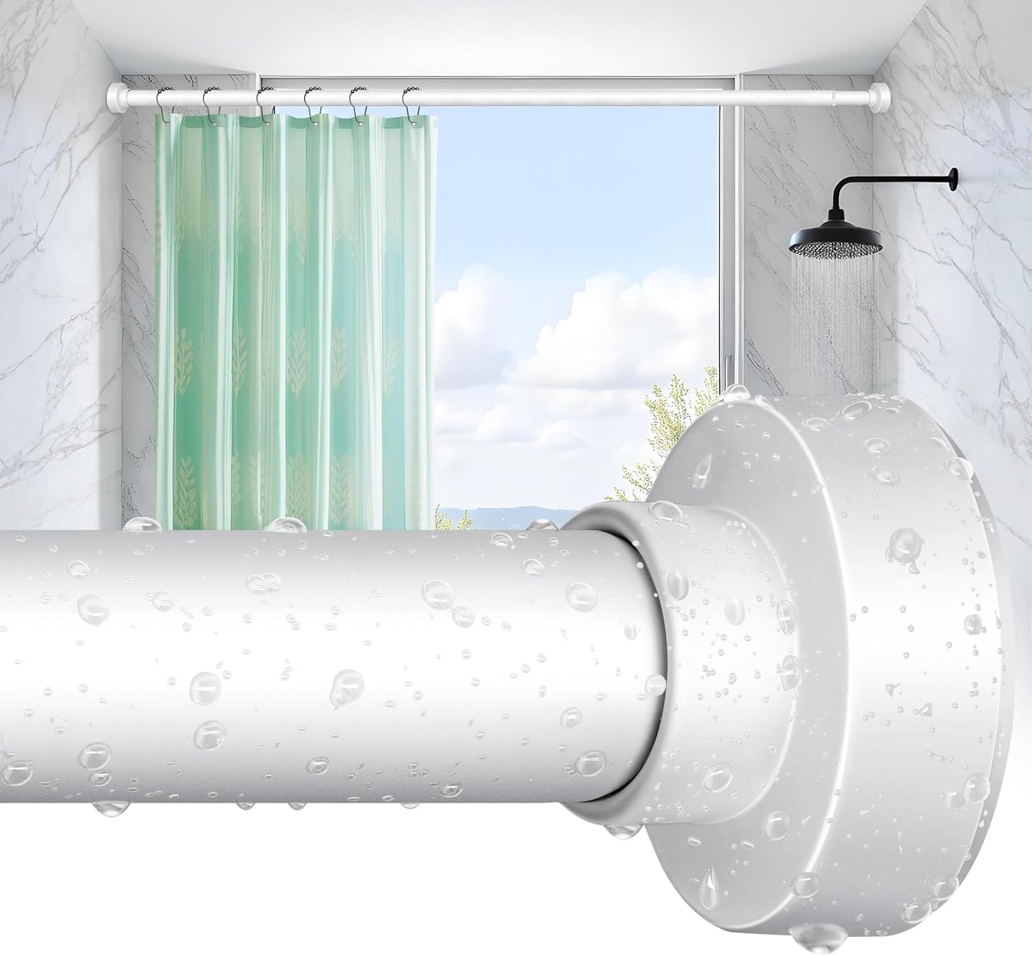 YNL Tension Shower Curtain Rod Adjustable 34-96 Inches No Drilling