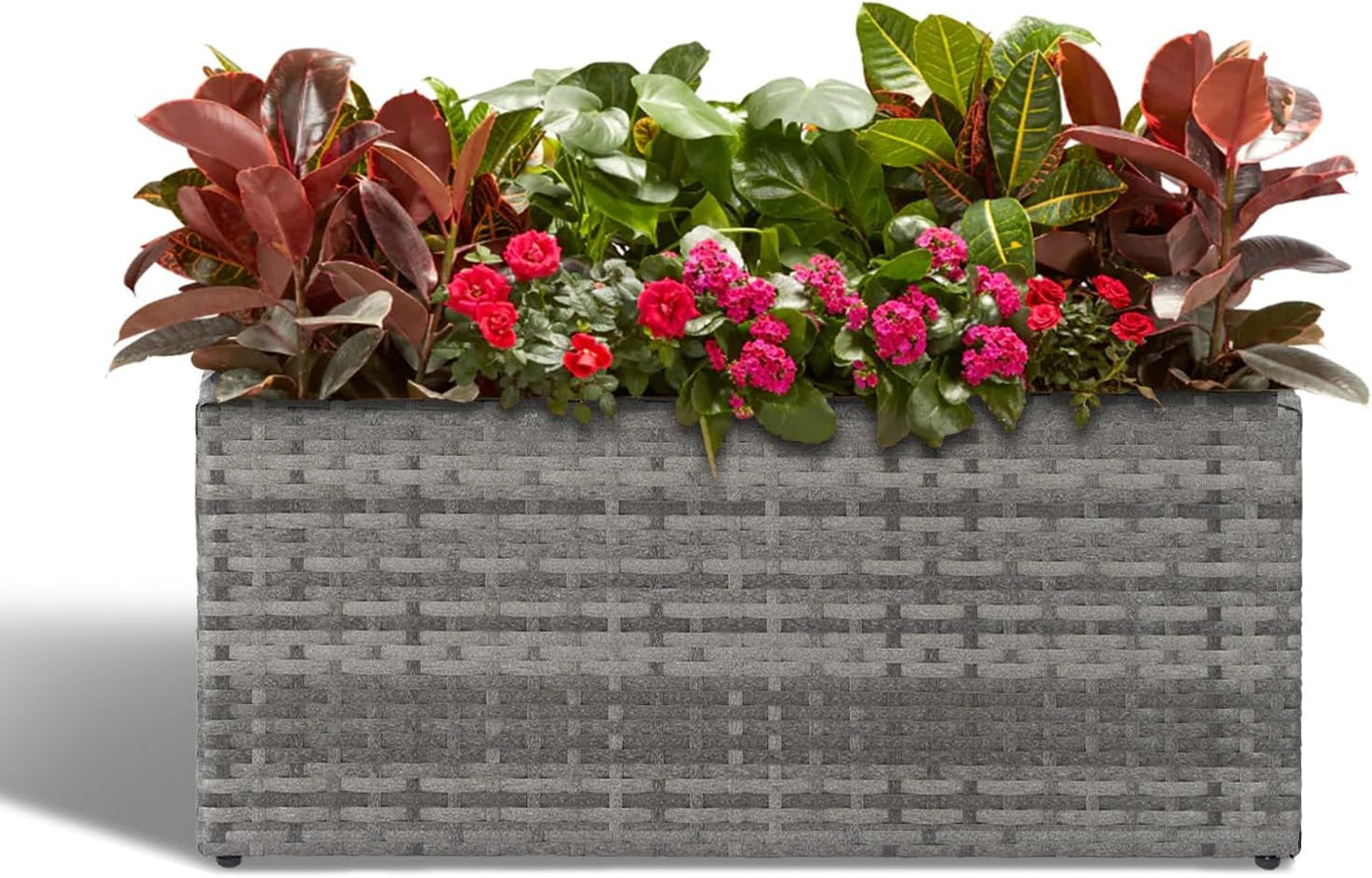 Large Rectangular Block Planter Box for Outdoor Plants - Gray