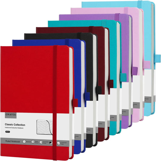 ONAVIA 8 Pack Lined Journals - Premium Paper, Stylish & Versatile