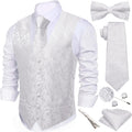 Mens 7PCS Formal Paisley Vest Set for Men - Silk Look Waistcoat