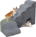 Dog Stairs for Small Dogs - Adjustable 6-Step Foam Stairs for High Bed