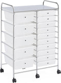 Yaheetech 15 Drawer Rolling Storage Cart - Mobile Organizer for Crafts