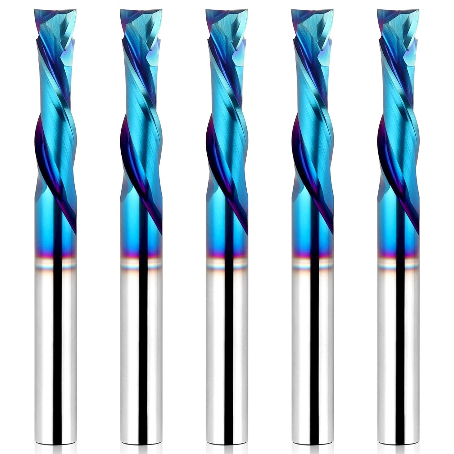 5PCS Spiral Router Bits for Precision Woodworking and CNC Use