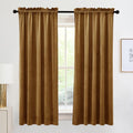 Super Luxury Velvet Curtains with Rod Pocket Design - Golden Brown W52