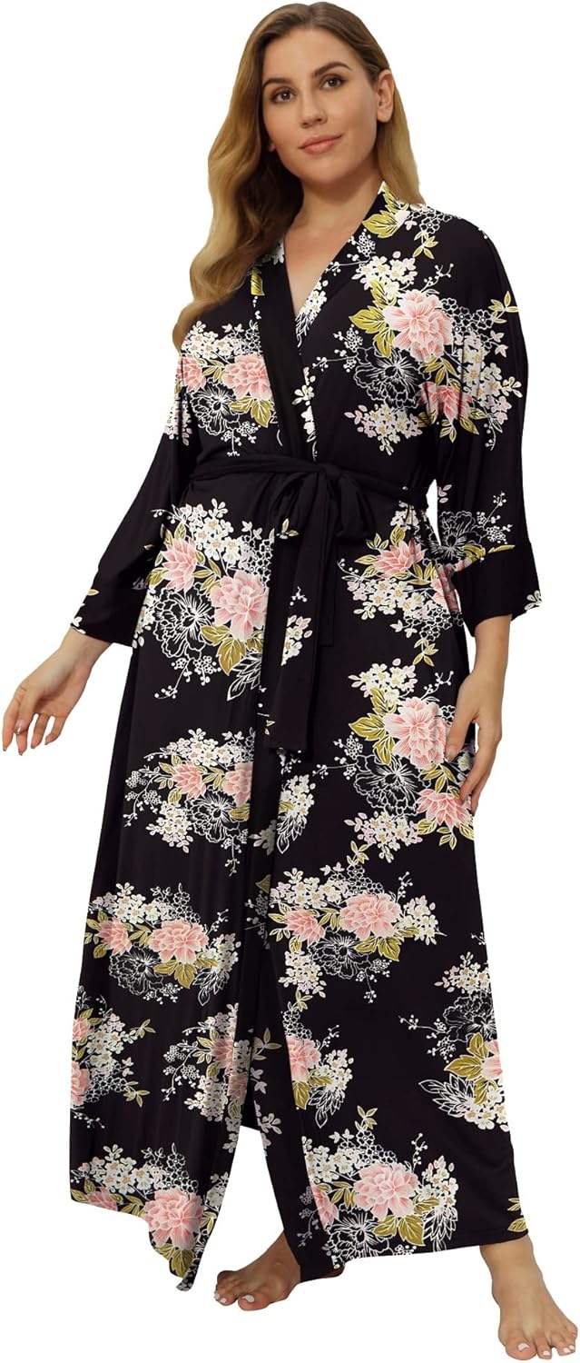 Plus Size Long Robes for Women - Comfortable Floral Kimonos