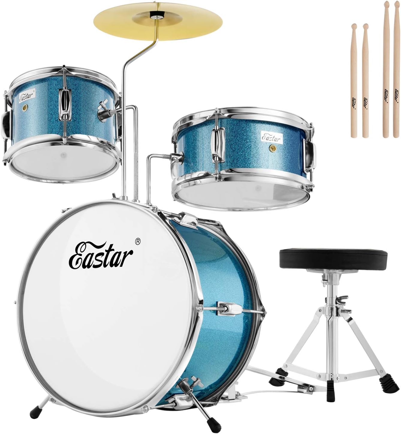 Kids Drum Set Eastar 3-Piece for Beginners, Perfect for Ages 3-10