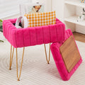 Modern Faux Mink Fur Ottoman for Stylish Storage in Living Rooms
