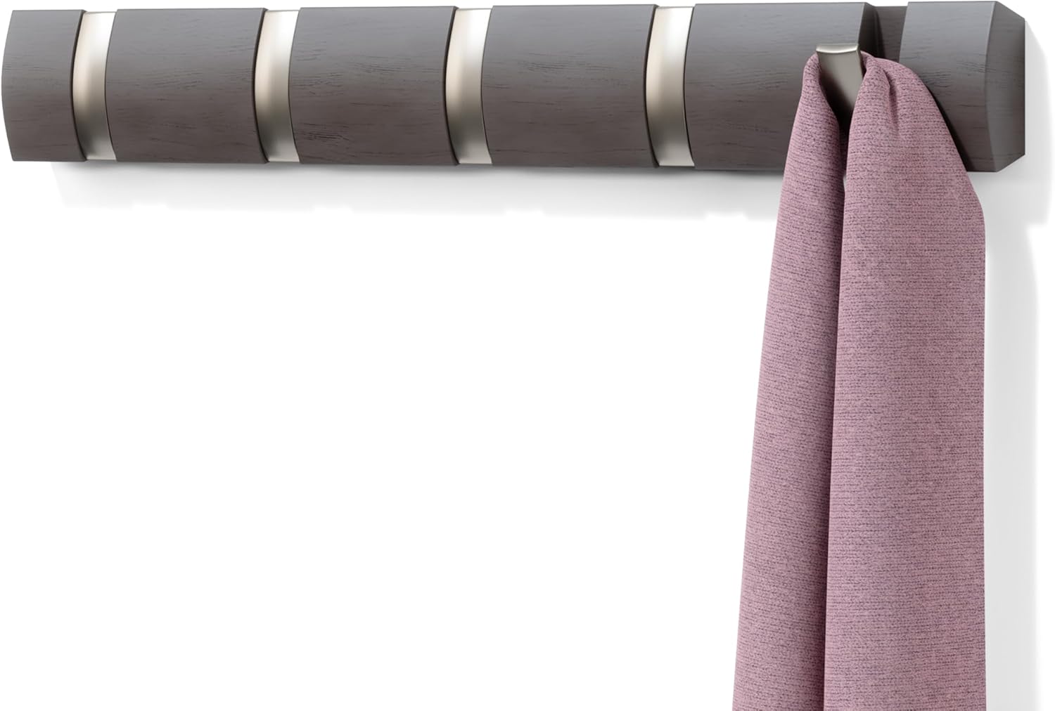 Umbra Flip Wall Mounted Coat Rack with Retractable Hooks