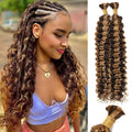 Ombre Human Braiding Hair Deep Water Wave Bulk 22 in P4/27 Curly - Wet