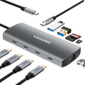USB C Hub with Dual 4K@60Hz DisplayPorts - High-Speed 10-in-1 Dock