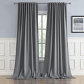 DUALIFE Medium Grey Blackout Curtains 102 in Long - Thermal Privacy