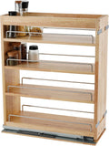 Pull Out Spice Rack Organizer for Cabinet - Smooth Solid Wood Slide