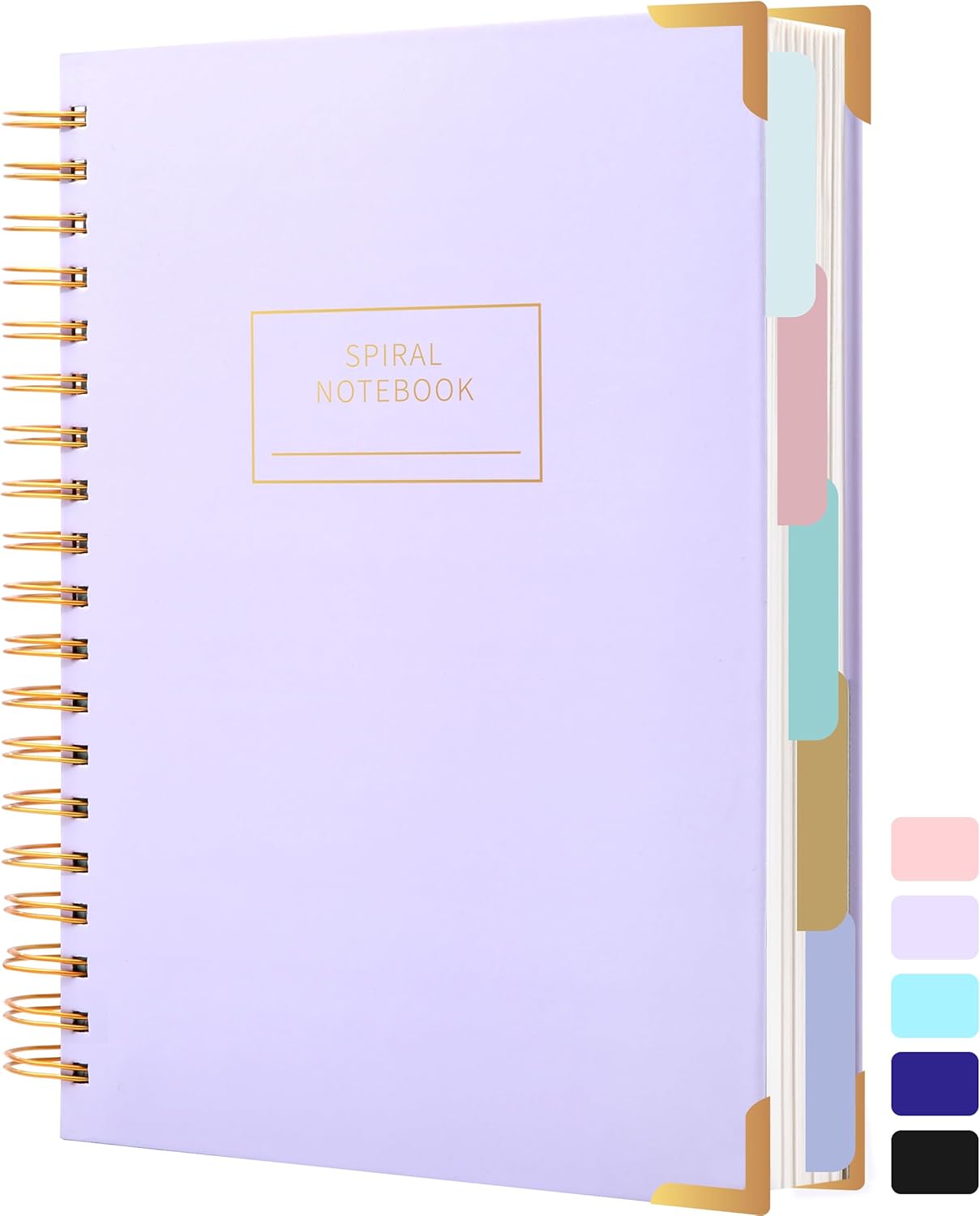 5-Subject Large Spiral Notebook for Women, 240 Pages, Purple