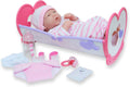 La Newborn 10 Piece Deluxe Rocking Crib Gift Set - Realistic 14in Baby