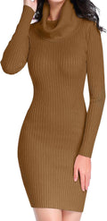 Sweater Dress for Women Ribbed Knit Fitted Midi Cowl Neck - Sleek