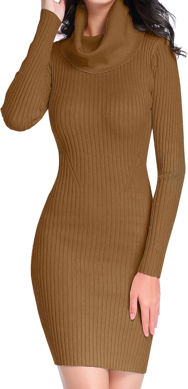 v28 Sweater Dress for Women - Ribbed Knit Fitted Midi Style