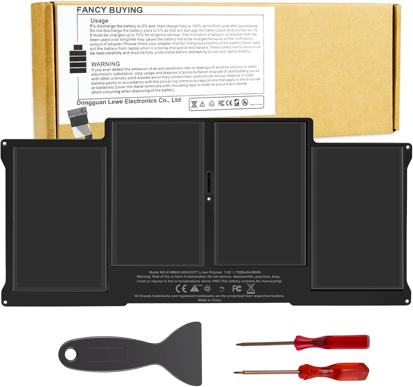 A1466 A1405 Laptop Battery for MacBook Air 13 inch Upgraded