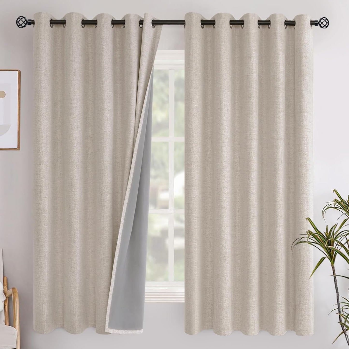 YoungsTex Linen Blackout Curtains for Bedroom and Living Room