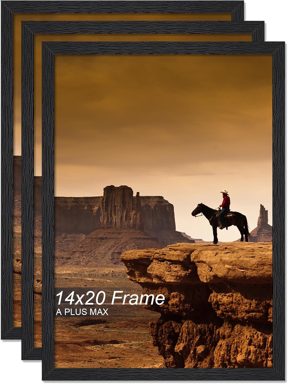 14x20 Picture Frame Set of 3 - Black Engineered Wood Frames