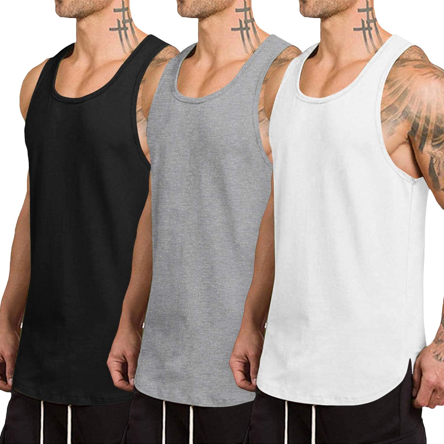 COOFANDY Men's Quick Dry Workout Tank Top 3 Pack for Fitness