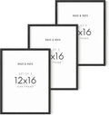 12x16 Black Oak Wood Frames Set of 3 - Simple Gallery Ready