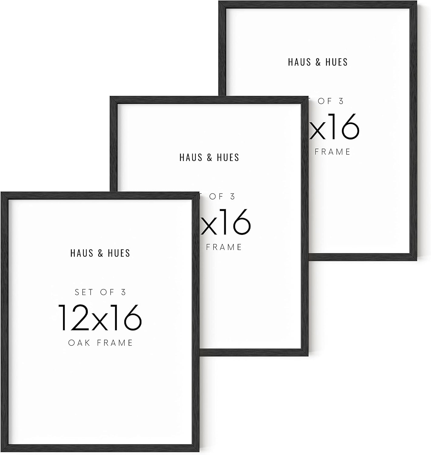 Haus and Hues 12x16 Black Oak Wood Frames Set of 3 for Photos