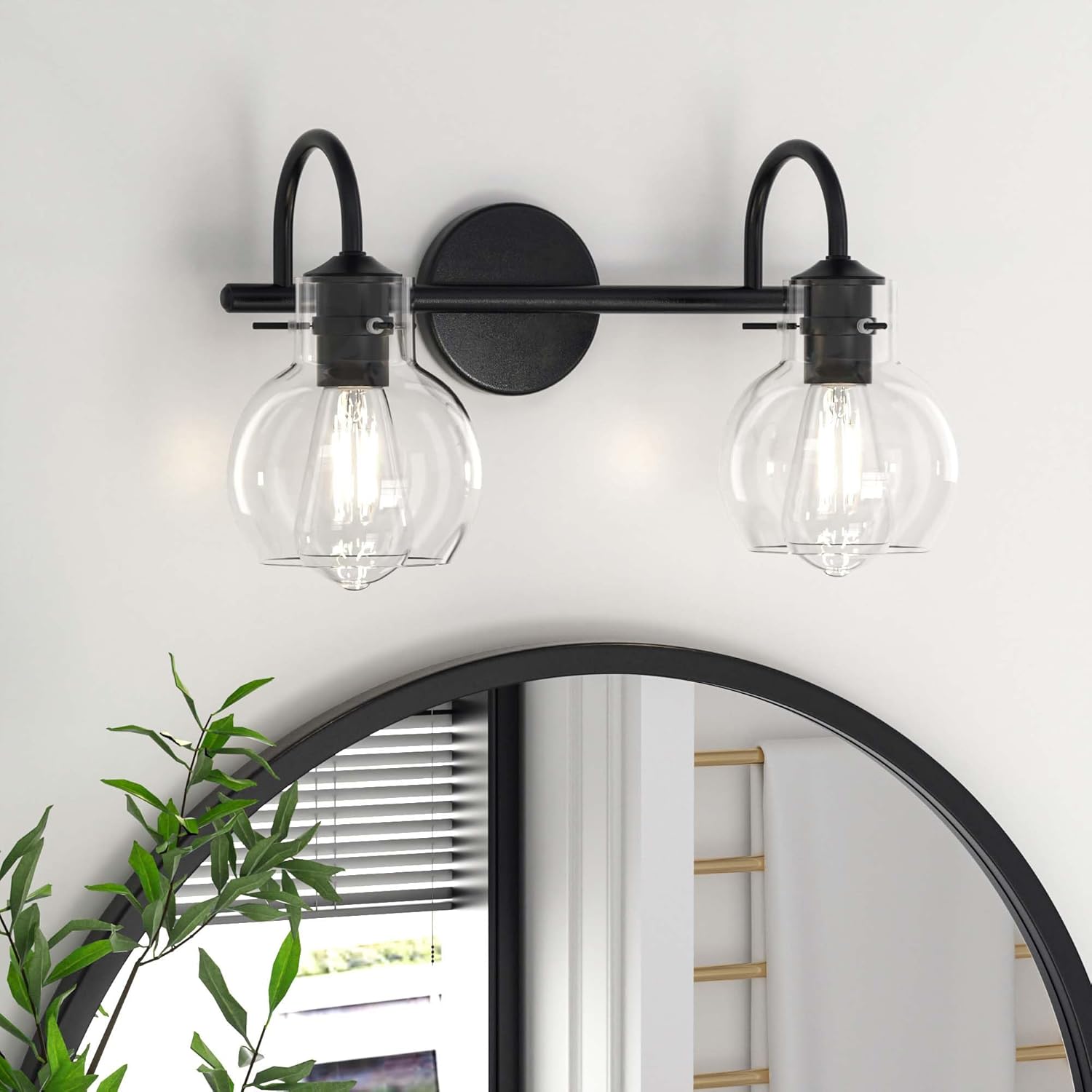 Modern Bathroom Vanity Light Fixtures with Globe Glass Shade
