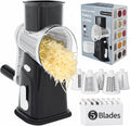 Cheese Grater Hand Crank Shredder with 5 Interchangeable Blades
