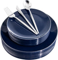Blue Plastic Plates and Silverware Value Pack - Durable Party Plates