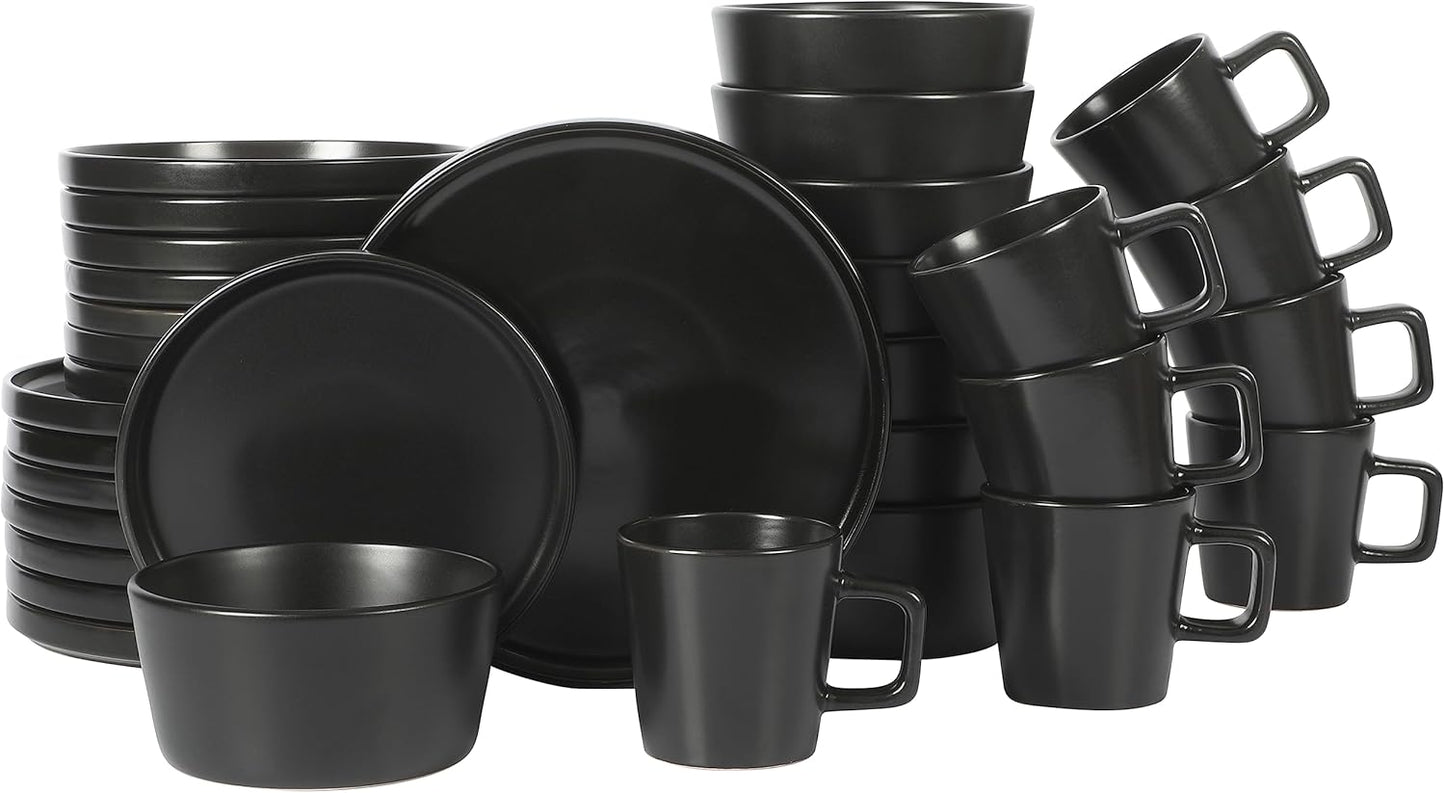 Gibson Soho Lounge Bowery 32 Piece Matte Black Dinnerware Set