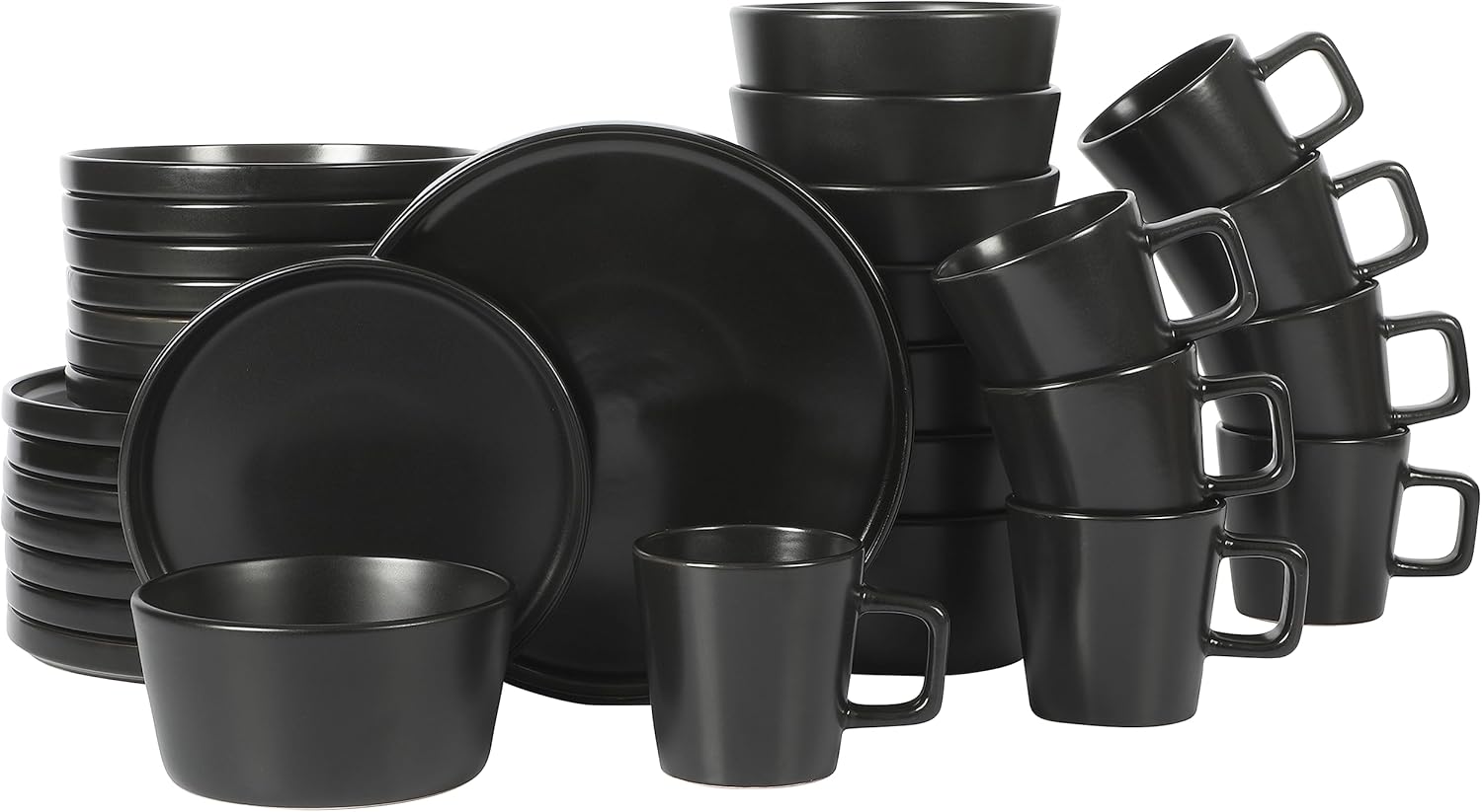 Gibson Soho Lounge Bowery 32 Piece Matte Black Dinnerware Set