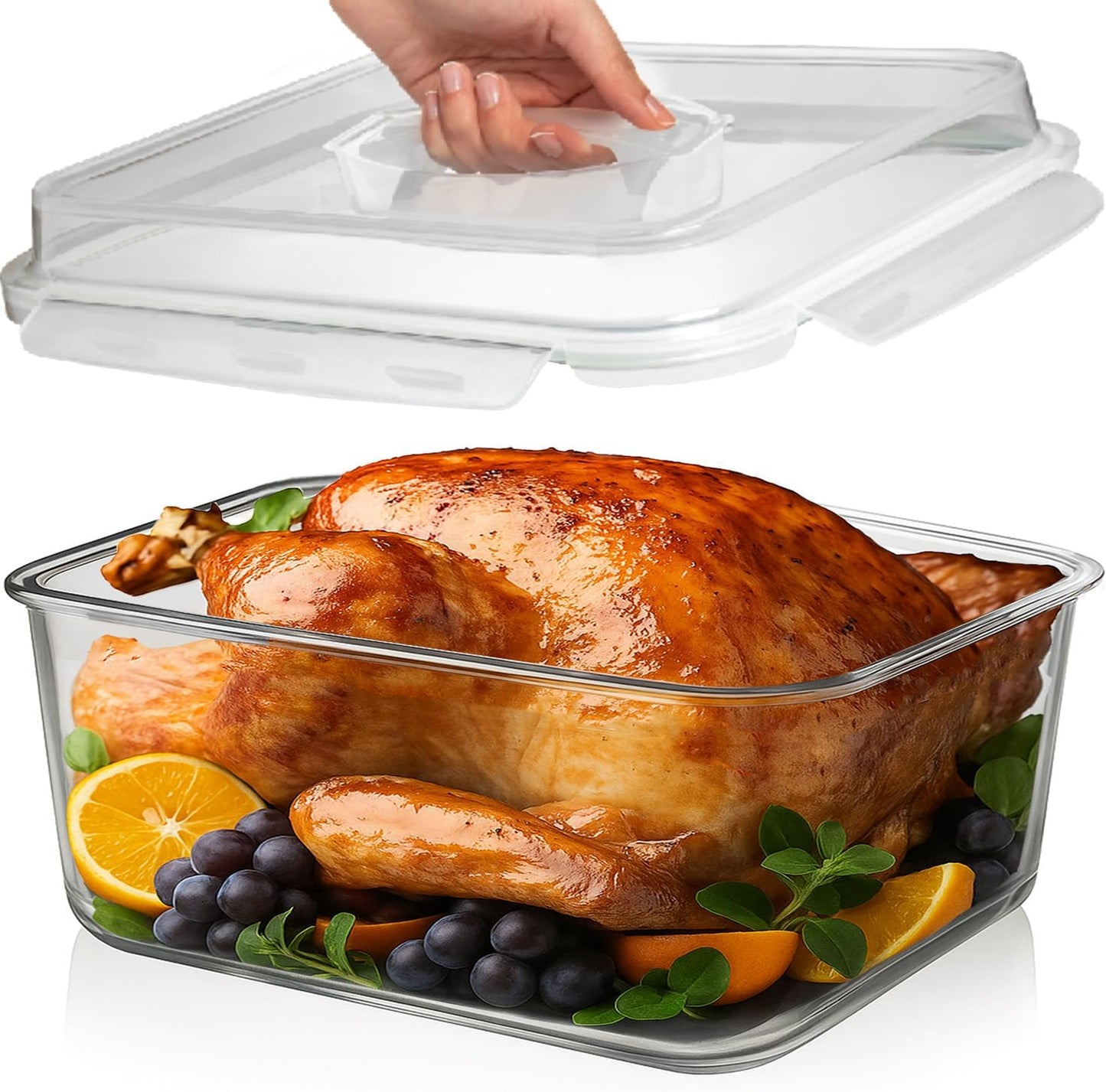 Large Glass Food Storage Container with Airtight Locking Lid