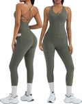 OMKAGI 2 Piece Workout Sets for Women - Backless Padded Top & Scrunch
