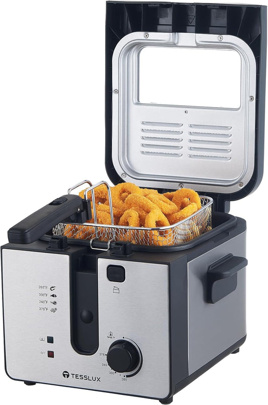 Compact Deep Fryer with Basket for Home Use, 2.5 Liter