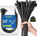 Premium 20 Black Zip Ties, 250lbs Strength, 30-Pack Durable Self-Locking Cable Ties by GRUOIZ