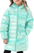 Girls Long Puffer Coat 6-12 Years - Shimmering Water Resistant Hooded