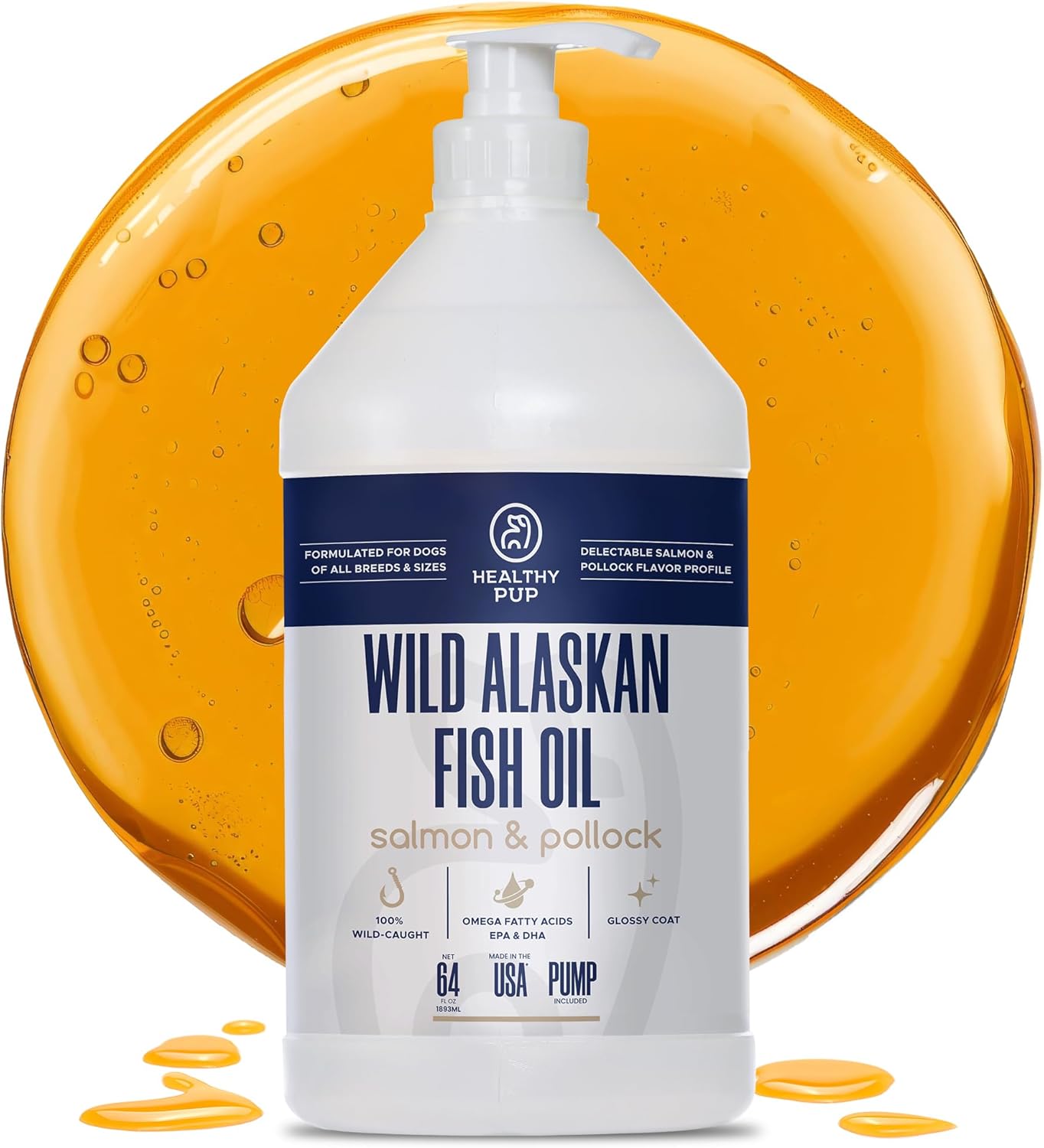 Wild Alaskan Salmon Oil for Dogs - Omega 3 Supplement 64 oz