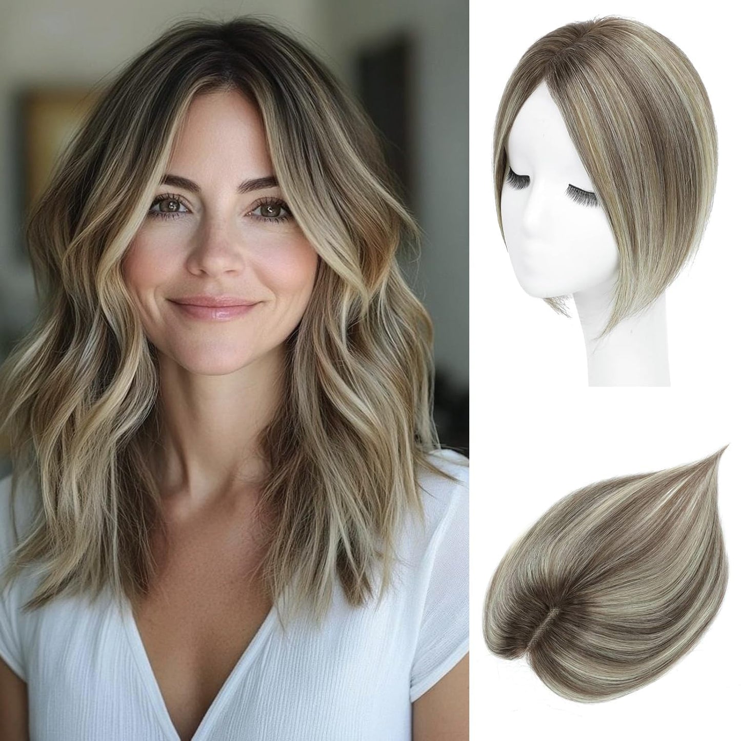 Hair Toppers for Women Real Human Hair Upgrade Swiss Base