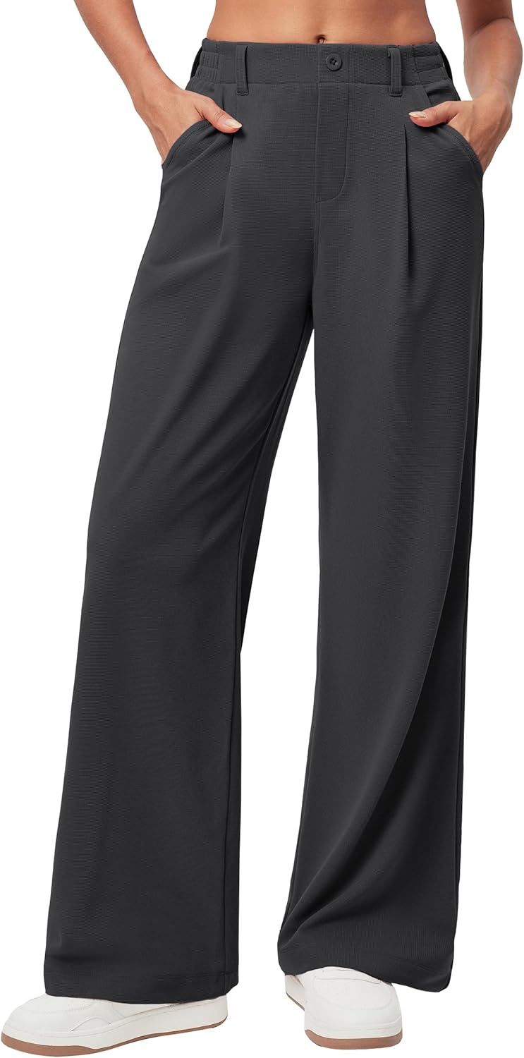 Ewedoos Wide Leg Pants for Women - Stretchy Business Casual Slacks