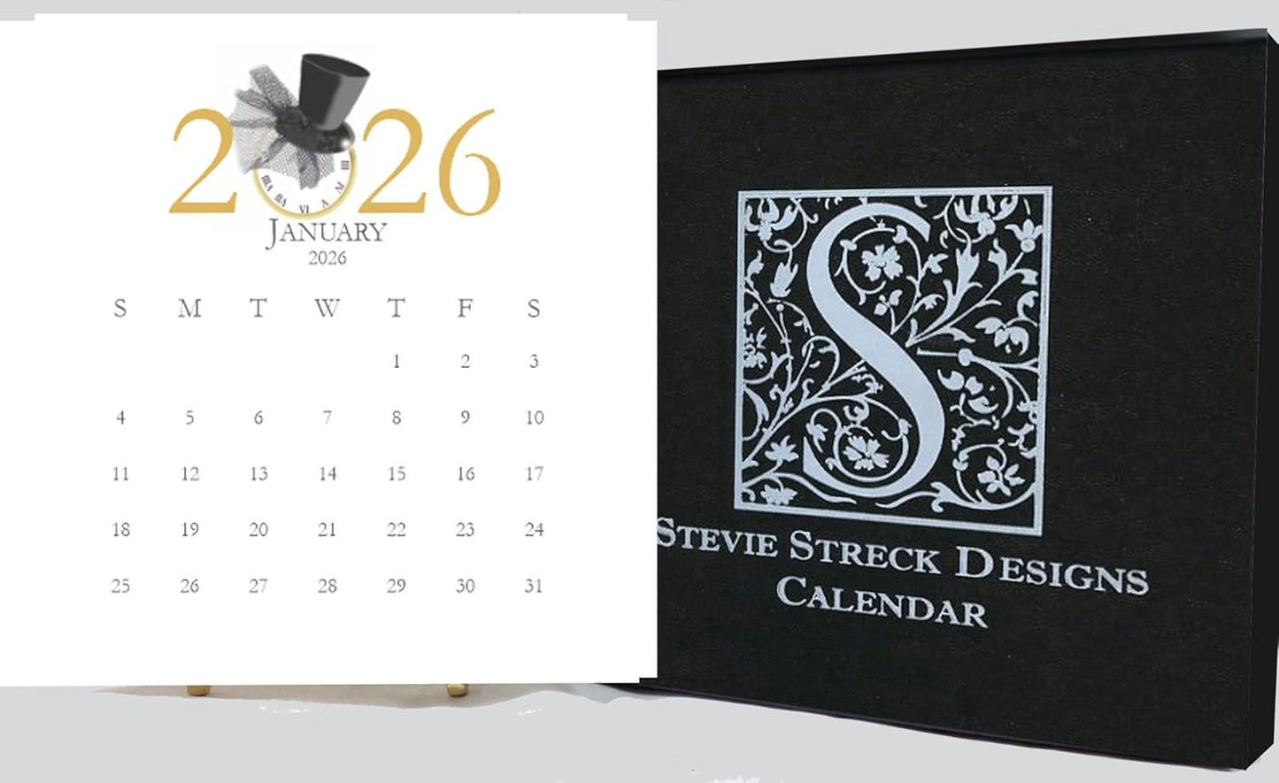 Hand-Glittered Desk Calendar for 2026 - Unique Monthly Art