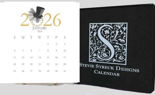 Hand-Glittered Desk Calendar for 2026 - Unique Monthly Art