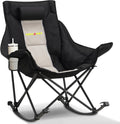 Oversized Rocking Camping Chair with Headrest & Cup Holder - Portable