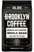 BROOKLYN COFFEE Whole Bean Brazilian Santos Medium Roast (5lb) - Fresh