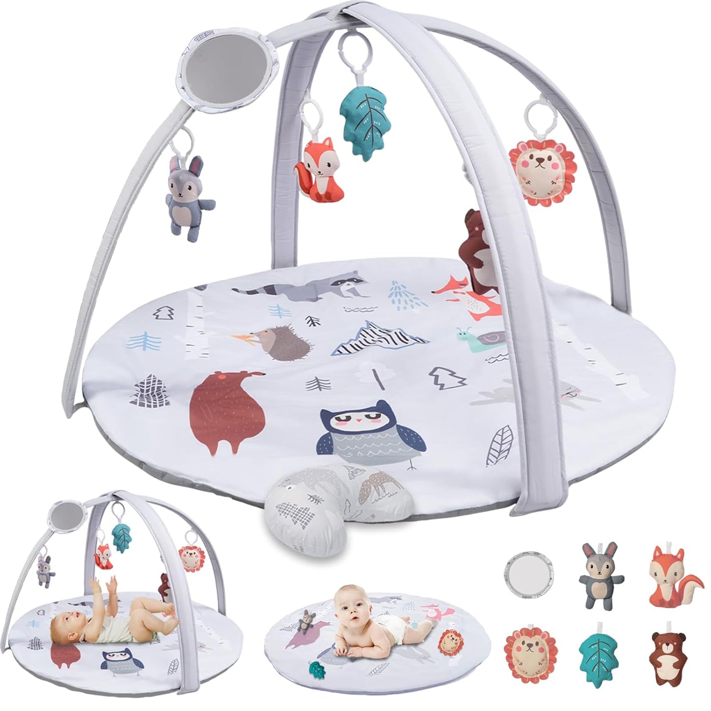 BAYMI Baby Gym Play Mat with 6 Sensory Toys