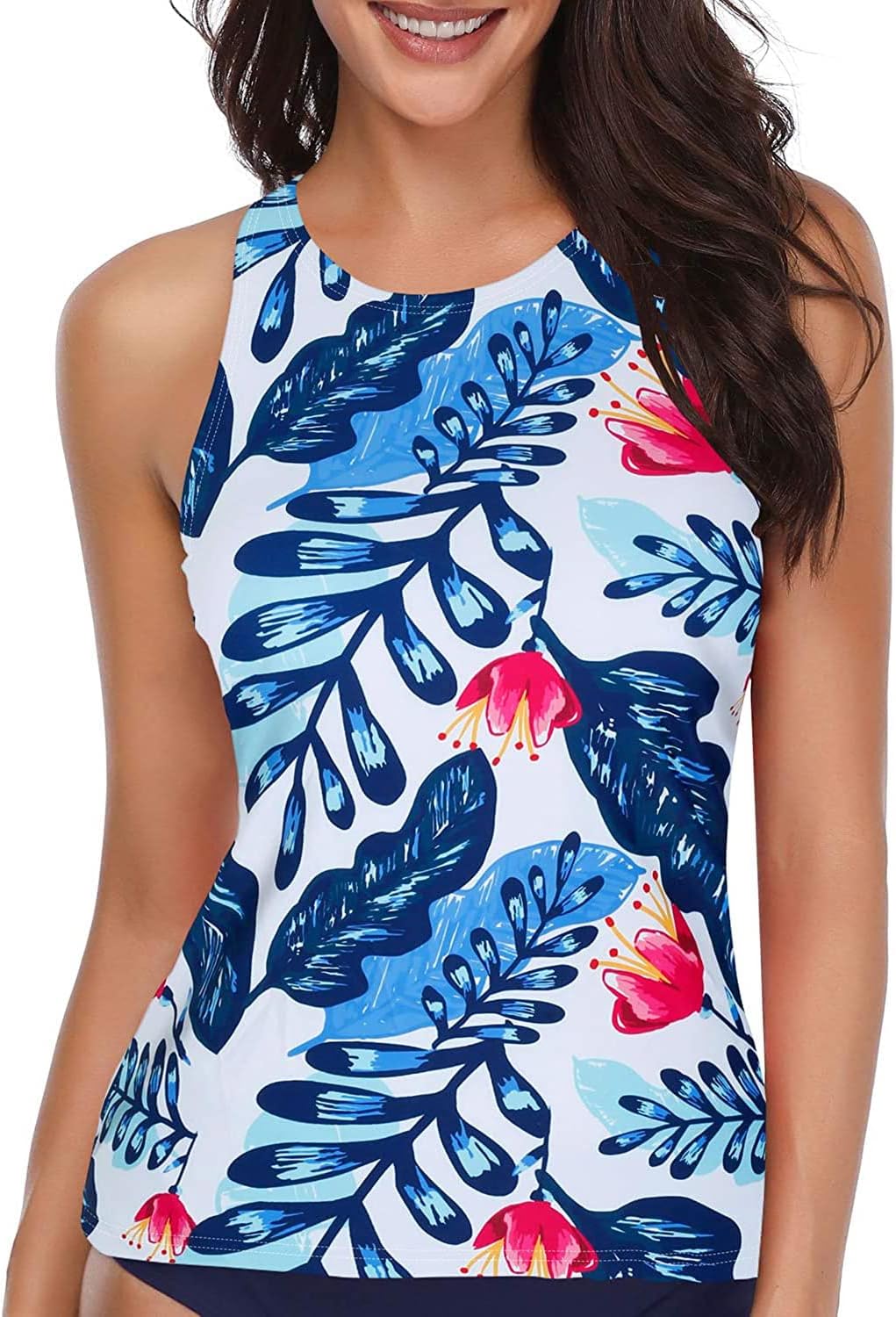 Holipick High Neck Tankini Top for Women with Tummy Control