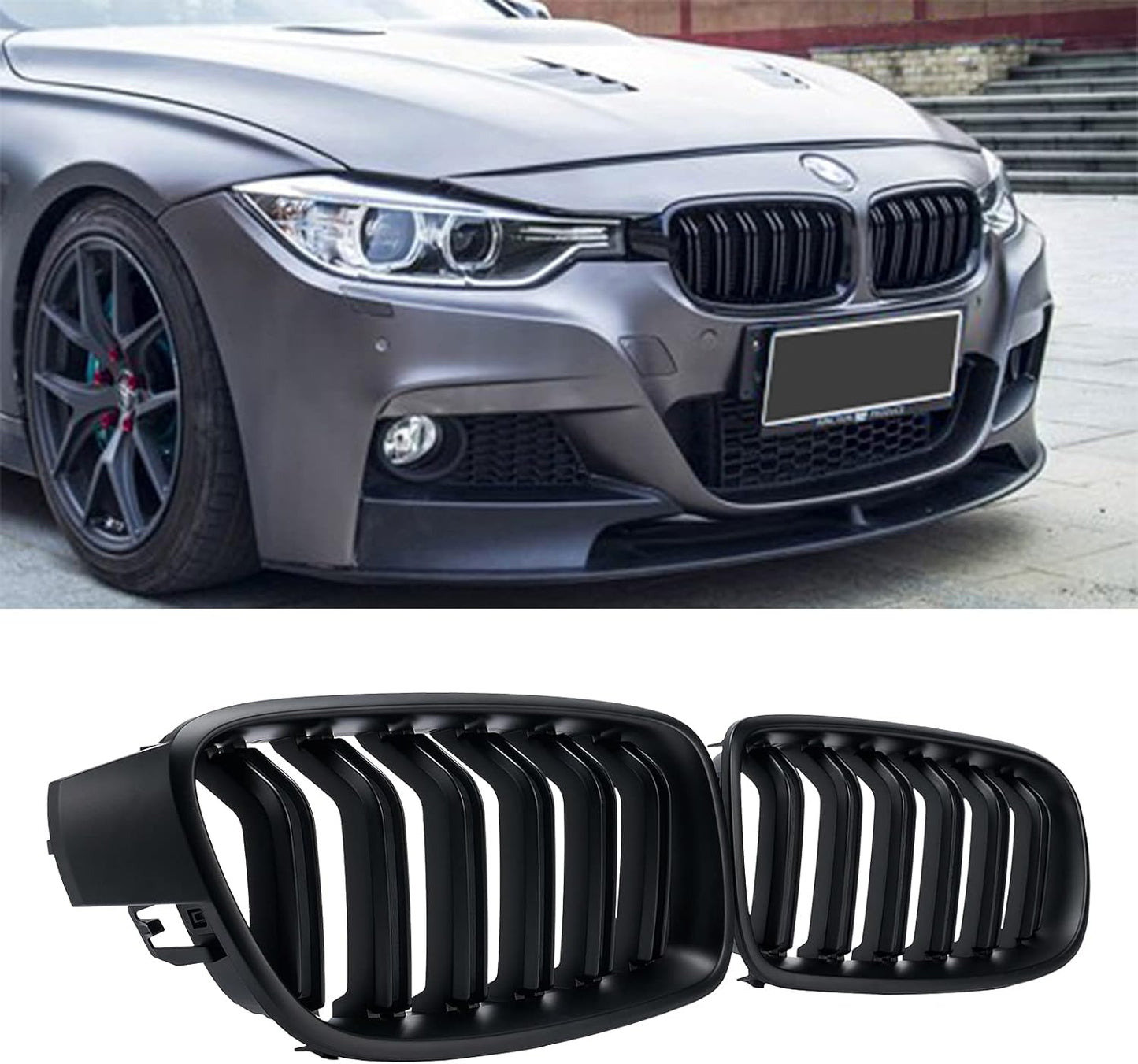 ABS F30 Grill for 2012-2018 BMW 3 Series F30 F31 - Matte Black
